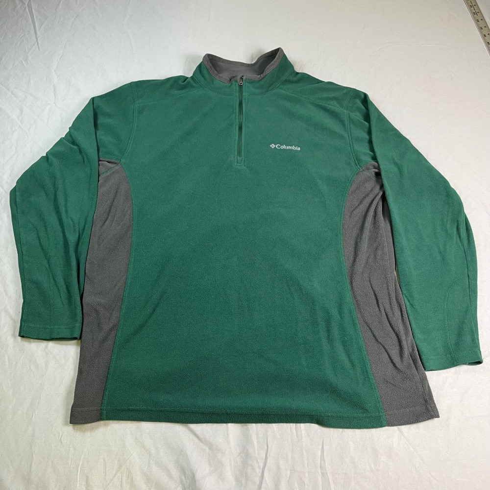 Columbia Men's XL Klamath Range II 1/2 Zip Fleece Pullover Green Grey